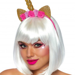 Золотий ріг єдинорога Leg Avenue Golden unicorn flower headband, прикрашений квітами