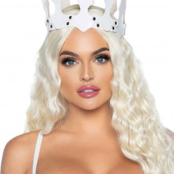 Корона злої королеви Leg Avenue Faux leather spiked crown White, штучна шкіра, заклепки