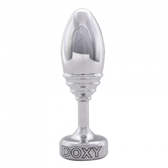 Металлическая анальная пробка DOXY Butt Plug RIBBED, ребристая, диаметр 3,3 см