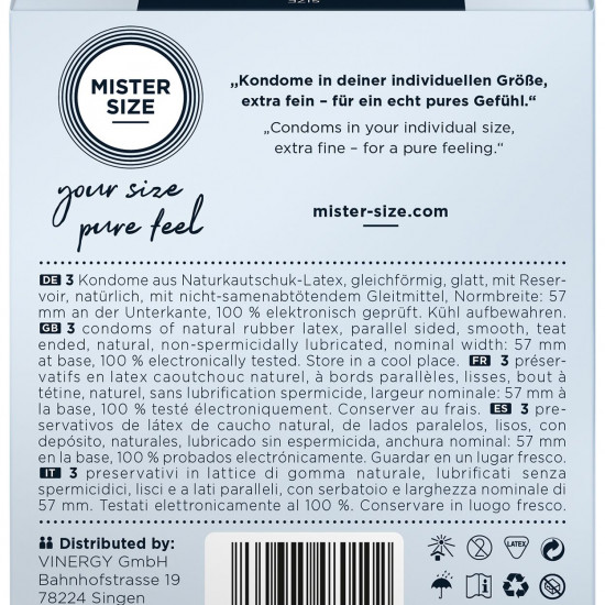 Презервативы Mister Size - pure feel - 57 (3 condoms), толщина 0,05 мм