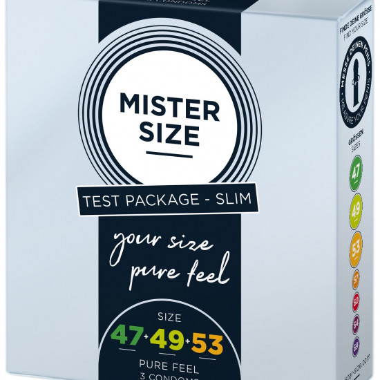 Набор презервативов Mister Size - pure feel - 47–49–53 (3 condoms), 3 размера, толщина 0,05 мм