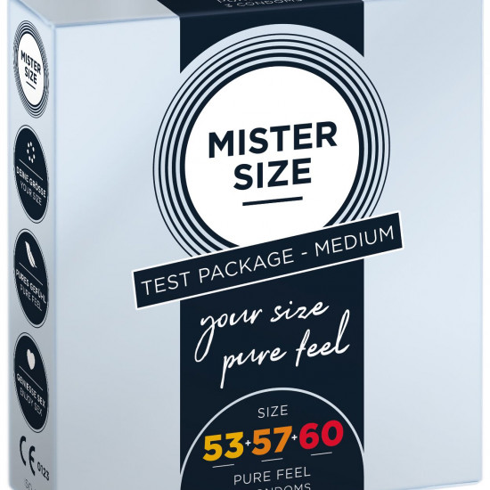 Набор презервативов Mister Size - pure feel - 53–57–60 (3 condoms), 3 размера, толщина 0,05 мм