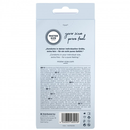 Презервативы Mister Size - pure feel - 49 (10 condoms), толщина 0,05 мм