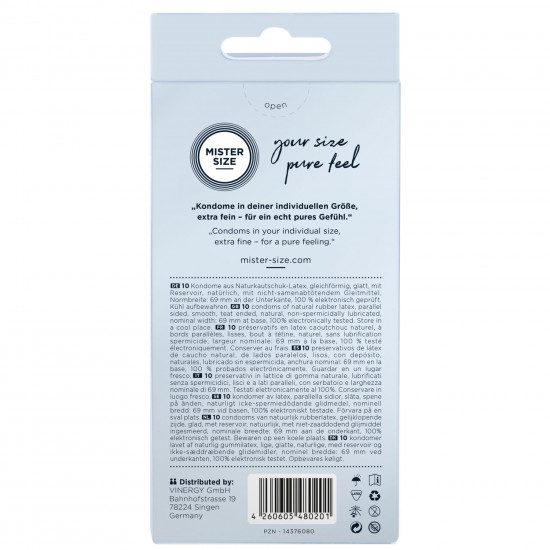 Презервативы Mister Size - pure feel - 69 (10 condoms), толщина 0,05 мм