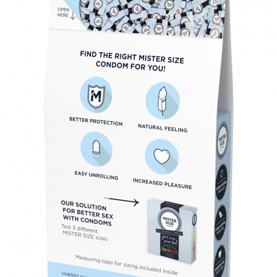 Набор презервативов Mister Size test-set 53–57–60, 3 размера + линейка, толщина 0,05 мм
