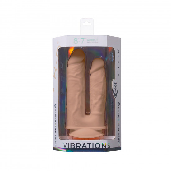Двойной фаллоимитатор с вибрацией SilexD Double Gusto Vibro Flesh (Model 1 size 8" & 7") + LRS, диаметр 4,5 см и 3,7 см