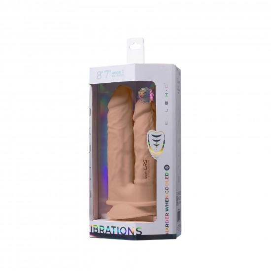 Двойной фаллоимитатор с вибрацией SilexD Double Gusto Vibro Flesh (Model 1 size 8" & 7") + LRS, диаметр 4,5 см и 3,7 см