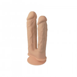 Подвійний фалоімітатор з вібрацією SilexD Double Gusto Vibro Flesh (Model 1 size 8" & 7") + LRS, діаметр 4,5 см та 3,7 см