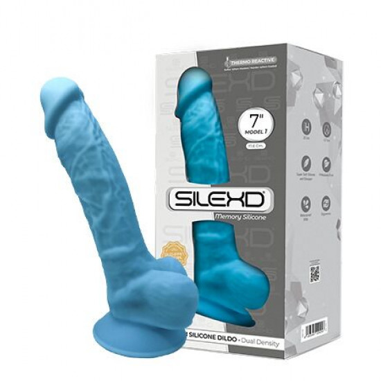 Фаллоимитатор SilexD Johnny Blue (MODEL 1 size 7in), двухслойный, силикон+Silexpan, диаметр 3,8 см