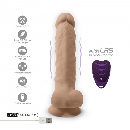 Фаллоимитатор с вибрацией SilexD Vetus Vibro Flesh (MODEL 1 size 8in) + LRS, двухслойный, диам.4,2см