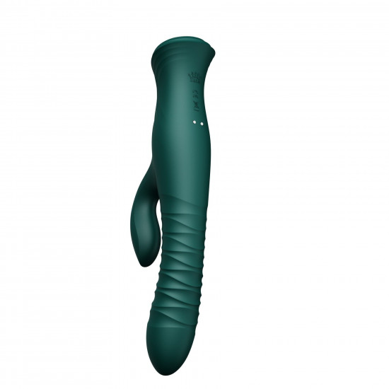 Пульсатор-кролик с вибрацией Zalo Mose Turquoise Green, нагрев до 42°, кристалл Swarovski