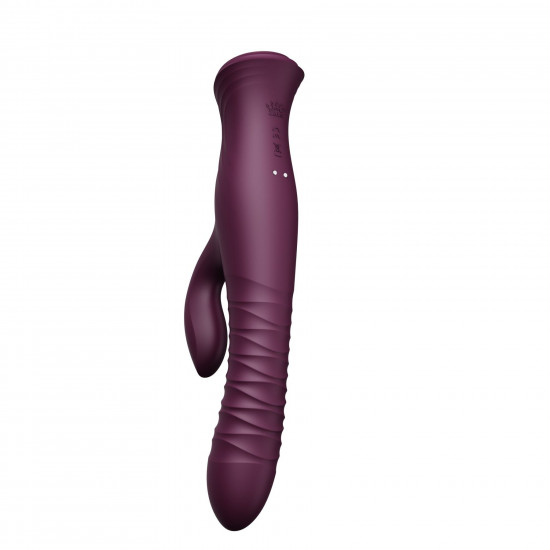 Пульсатор-кролик с вибрацией Zalo Mose Velvet Purple, нагрев до 42°, кристалл Swarovski
