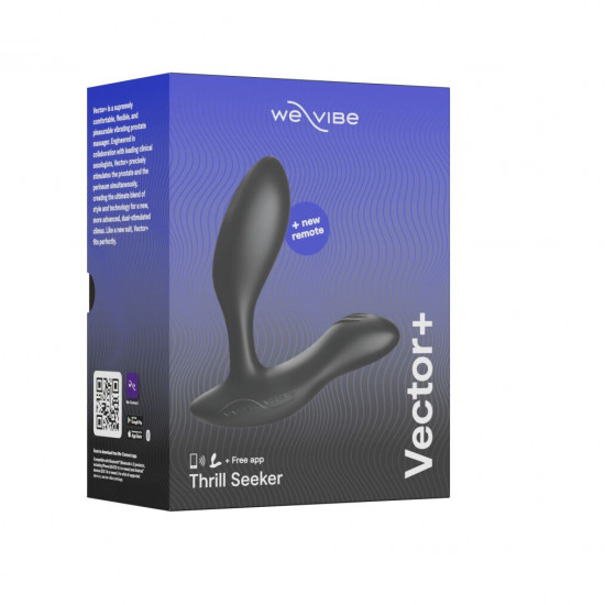 Смарт-вибромассажер простаты We-Vibe Vector+ CHARCOAL BLACK, пульт ДУ, регулируемый угол наклона