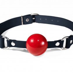 Кляп силіконовий Feral Feelings Silicon Ball Gag Black/Red, чорний ремінець, червона кулька