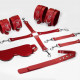 Набор Feral Feelings BDSM Kit 5 Red, наручники, поножи, крестовина, маска, паддл