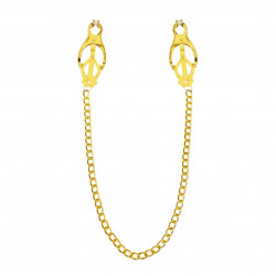 Затискачі для сосків з ланцюжком Feral Feelings – Clover nipple clamps, золото/білий