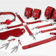 Набор Feral Feelings BDSM Kit 7 Red, наручники, поножи, коннектор, маска, паддл, кляп, зажимы