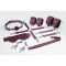 Набір Feral Feelings BDSM Kit 7 Burgundy, наручники, поножі, конектор, маска, падл, кляп, затискачі