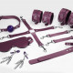 Набор Feral Feelings BDSM Kit 7 Burgundy, наручники, поножи, коннектор, маска, паддл, кляп, зажимы