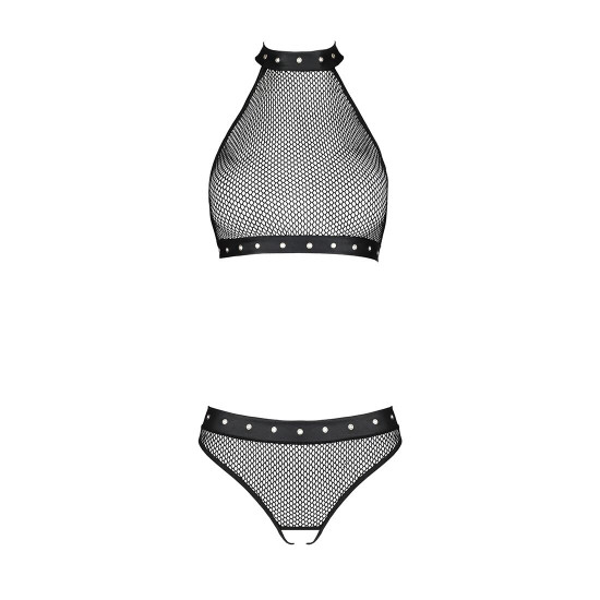 Белье с открытым доступом Passion MOONLIGHT SET L/XL black топ, стринги