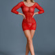 Платье-сетка Caprice Lingerie Model 01 One size Red, кружево, длинные рукава