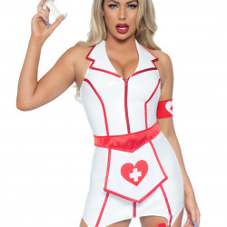 Вініловий костюм медсестри Leg Avenue Vinyl ER Hottie M, сукня, фартух, манжета, головний убір