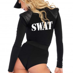 (SALE) Костюм еротичних спецсил Leg Avenue SWAT Team Babe S, боді, пояс, підв’язки, рація, кепка