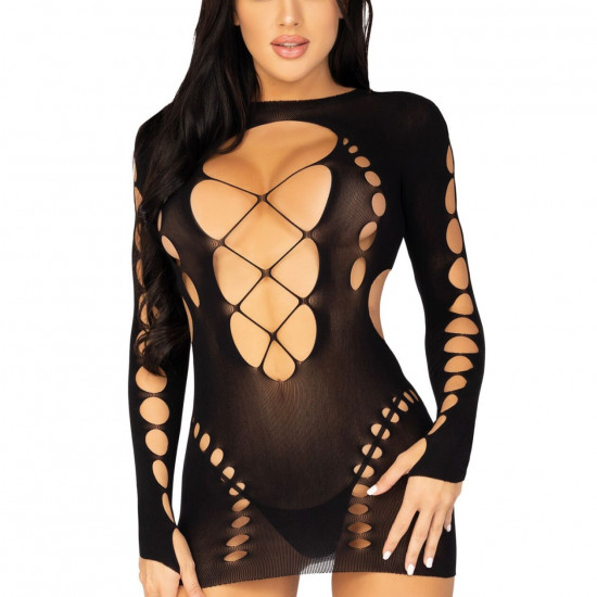 (SALE) Leg Avenue Long sleeve cut out mini dress Black O/S