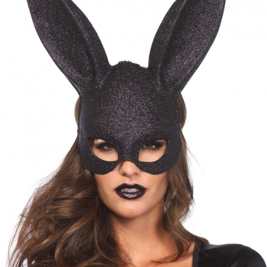 Сверкающая маска кролика Leg Avenue Glitter masquerade rabbit mask Black