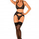 (SALE) Комплект белья Obsessive Donna Dream 3-pcs set XS/S Black, бюстгальтер, стринги, пояс для чулок