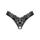 Кружевные стринги Obsessive Donna Dream crotchless thong XL/2XL Black, открытый доступ