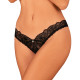 Кружевные стринги Obsessive Donna Dream crotchless thong XL/2XL Black, открытый доступ
