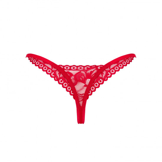 Кружевные стринги Obsessive Lacelove thong XS/S Red, низкая посадка