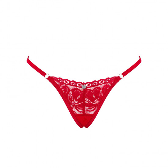 Кружевные стринги Obsessive Lacelove thong XS/S Red, низкая посадка