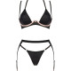 (SALE) Комплект белья Obsessive Selinne 3-pcs set XS/S Black, бюстгальтер, стринги пояс для чулок