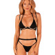 (SALE) Комплект белья Obsessive Selinne 3-pcs set XS/S Black, бюстгальтер, стринги пояс для чулок