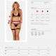 (SALE) Комплект белья Obsessive Selinne 3-pcs set XS/S Black, бюстгальтер, стринги пояс для чулок