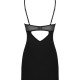 (SALE) Сорочка Obsessive Selinne chemise & thong XS/S Black, стринги, двойные бретели