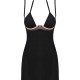 (SALE) Сорочка Obsessive Selinne chemise & thong XS/S Black, стринги, двойные бретели