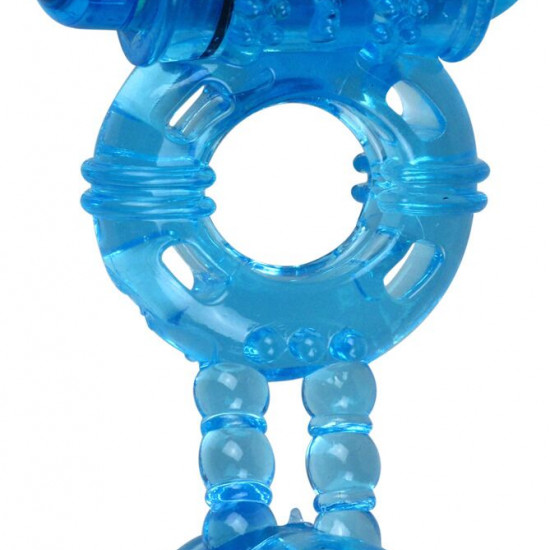 Эрекционное виброкольцо Alive: Double Ding Ring Blue, два мотора