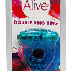 Ерекційне віброкільце Alive: Double Ding Ring Blue, два мотори