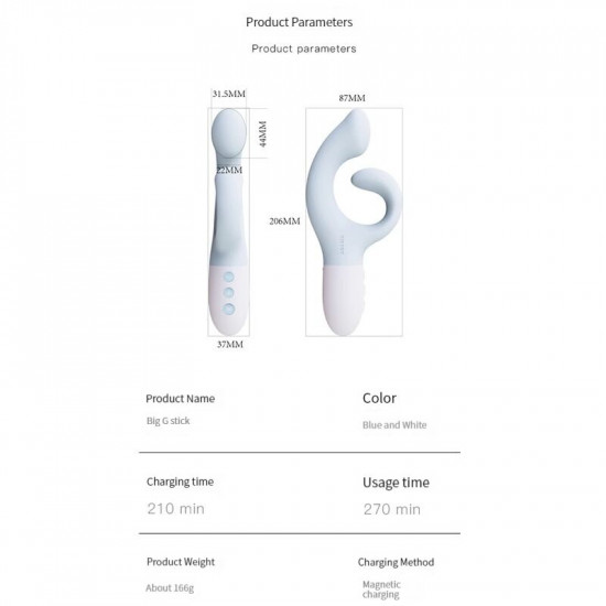 Вибратор-кролик для точки G KISTOY Big G Blue, изогнутый отросток, автоматический подогрев