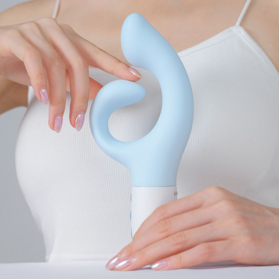 Вибратор-кролик для точки G KISTOY Big G Blue, изогнутый отросток, автоматический подогрев