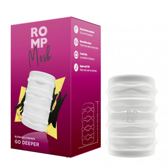 Мягкий мастурбатор Romp Mosh Transparent, двусторонний, сквозной, для пар и минета