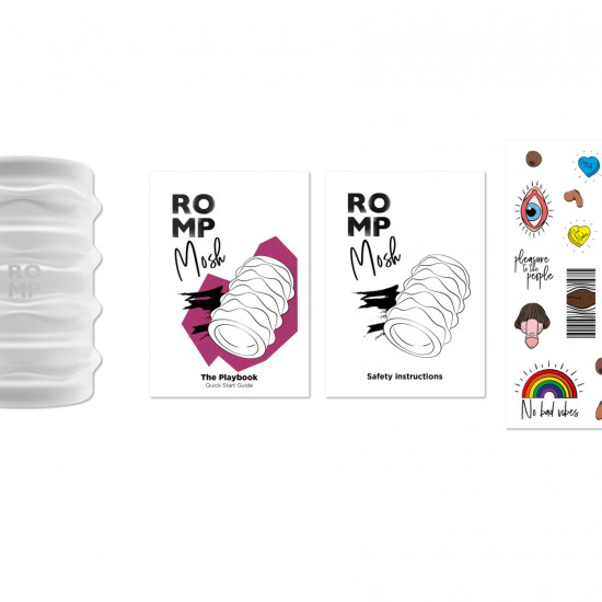 Мягкий мастурбатор Romp Mosh Transparent, двусторонний, сквозной, для пар и минета