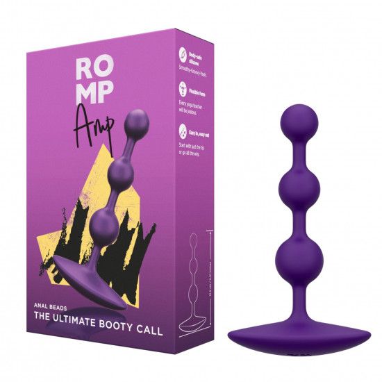 Анальные бусы Romp Amp Dark Purple, силикон, макс. диаметр 2,6 см