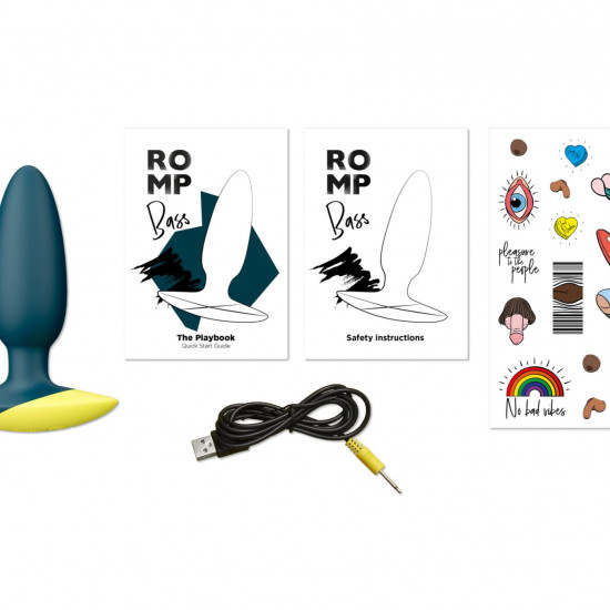 Анальная вибропробка Romp Bass Dark Green, силикон, перезаряжаемая,  макс. диаметр 3 см