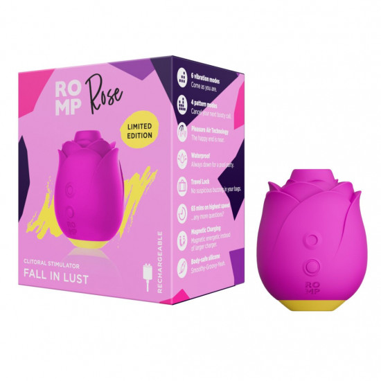Шикарный вакуумный клиторальный стимулятор Romp Rose Pink, в виде розы