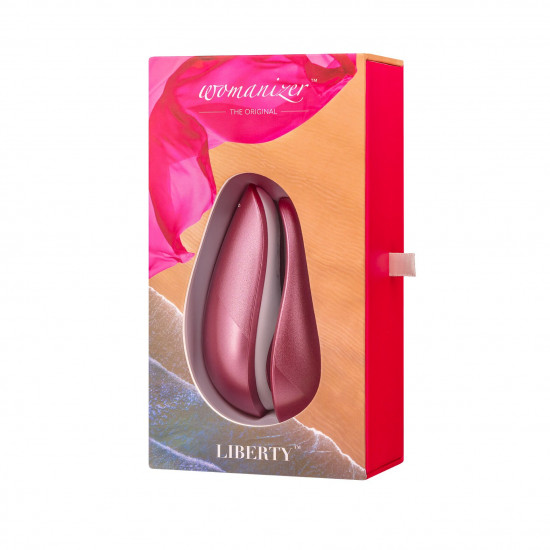 Вакуумный клиторальный стимулятор Womanizer Liberty Pink, магнитная крышка, 2 насадки