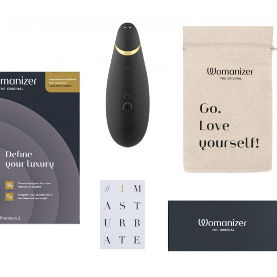Вакуумный клиторальный стимулятор Womanizer Premium 2 - Black, функции Autopilot и Smart Silence